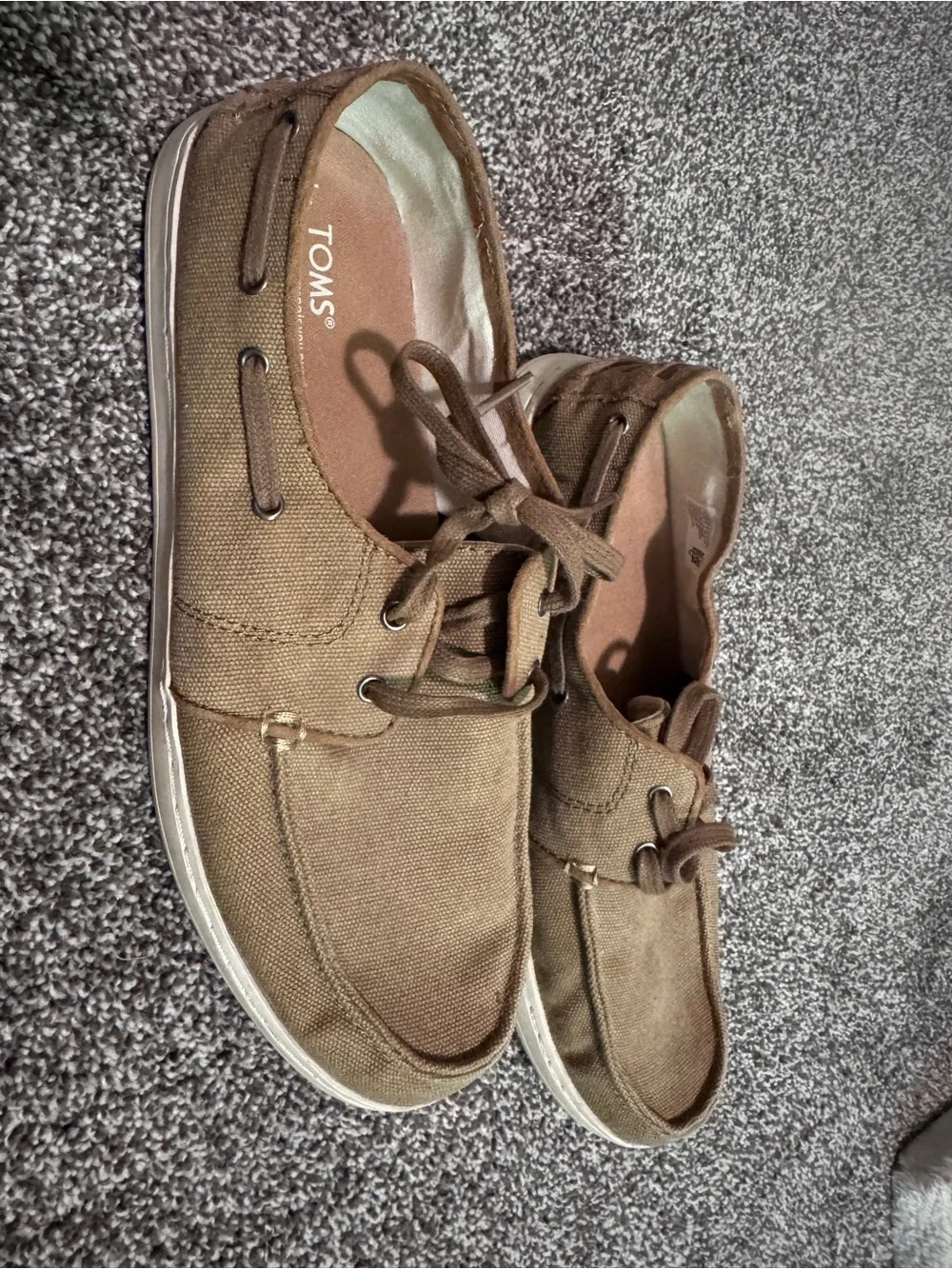 Toms Men’s Tan Canvas Boat Shoes